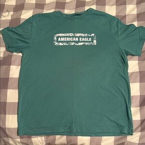 American Eagle Outfitters Teal Graphic Tee
